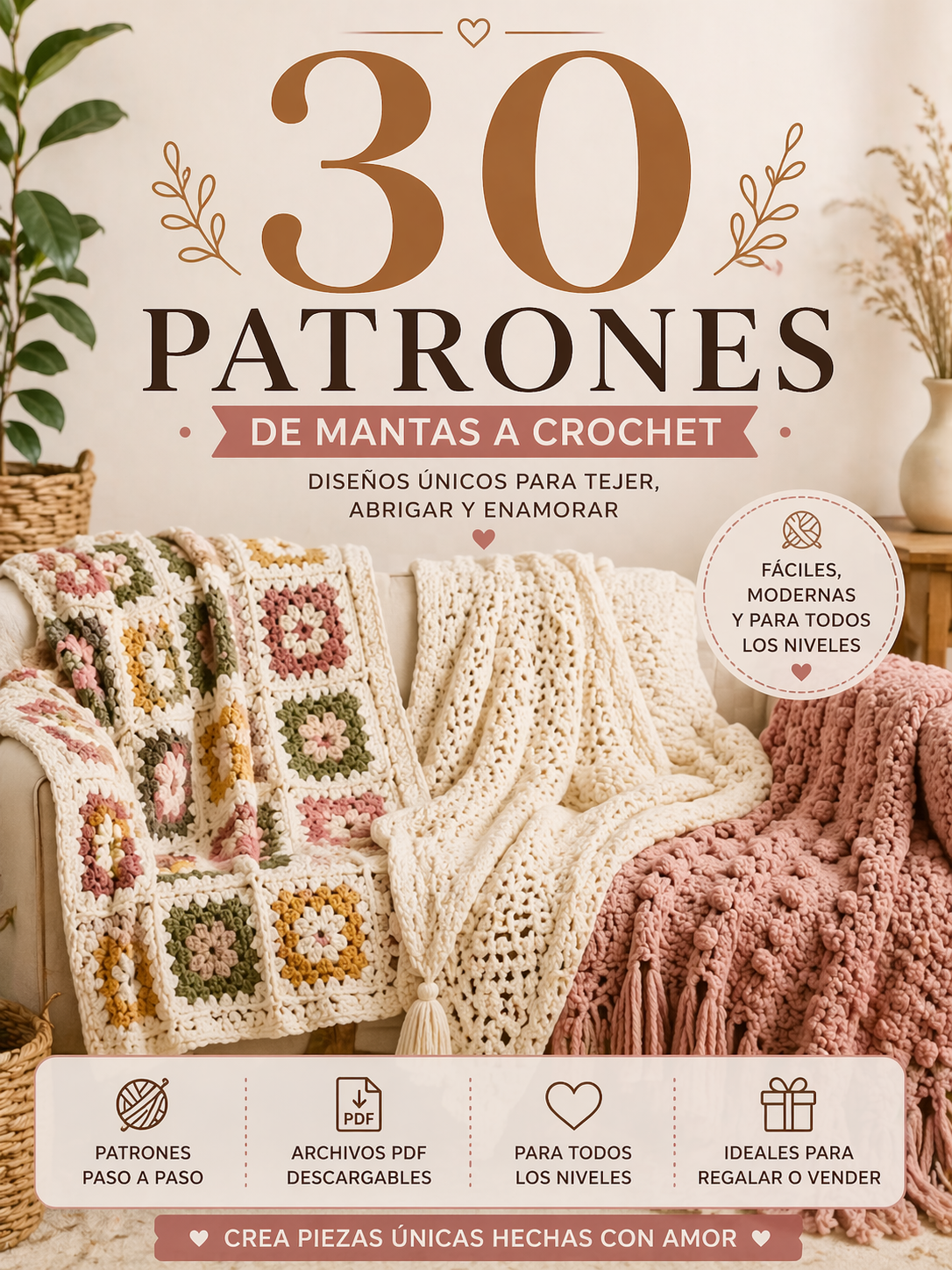 30 patrones de mantas a crochet