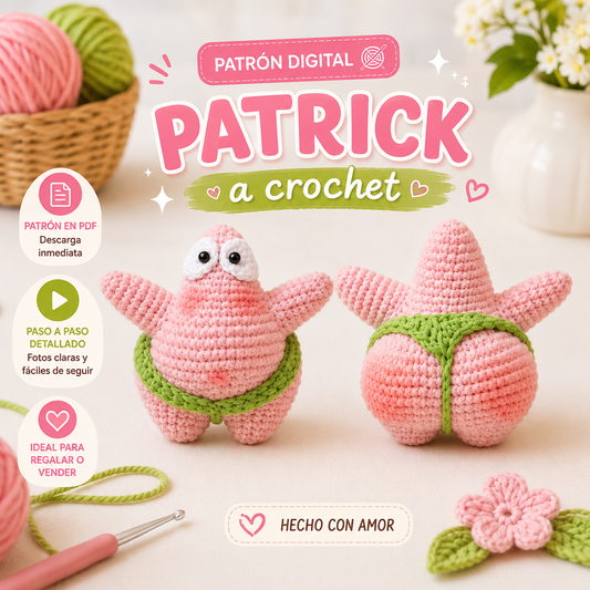 ⭐ Patrick a Crochet – Patrón PDF Paso a Paso 🧶