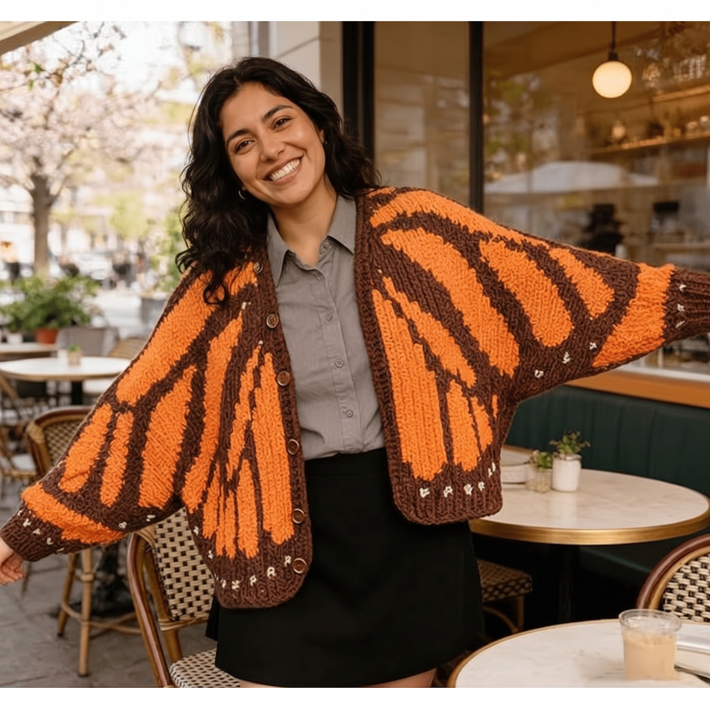 🦋 Patrón + Curso- Cardigan Mariposa Monarca Crochet (3 bonos incluidos)