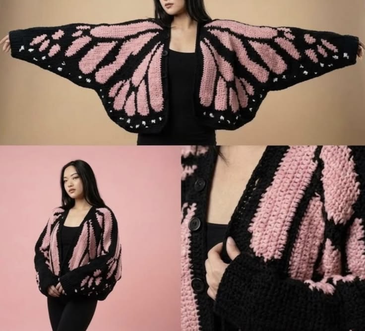 🦋 Patrón + Curso- Cardigan Mariposa Monarca Crochet (3 bonos incluidos)